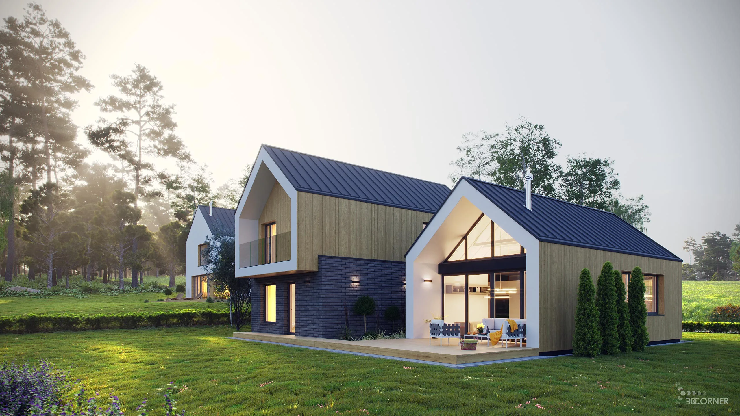 visualization exterior photorealistic modern house backyard 3dcorner