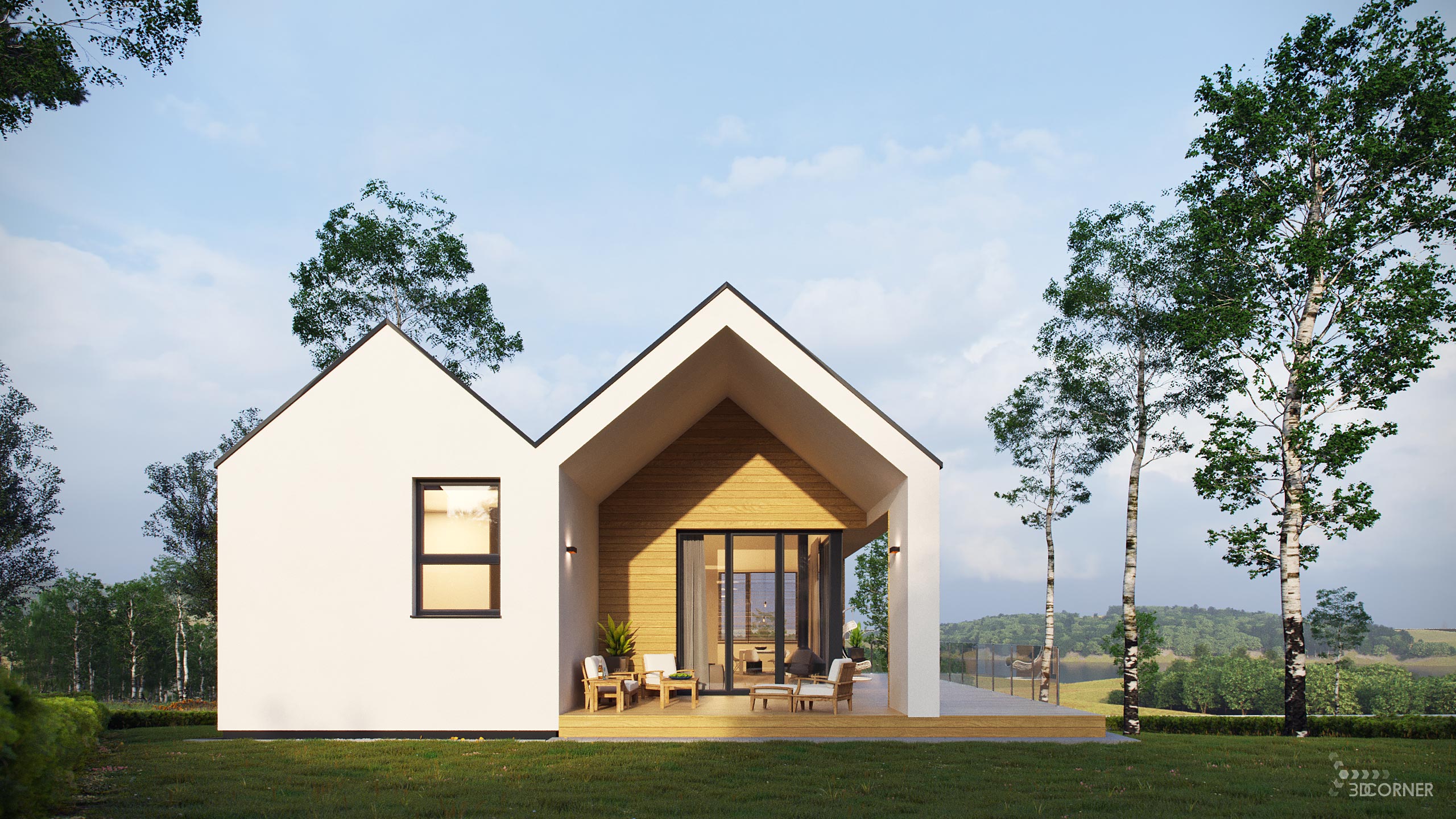 visualization exterior photorealistic modern house backyard 3dcorner