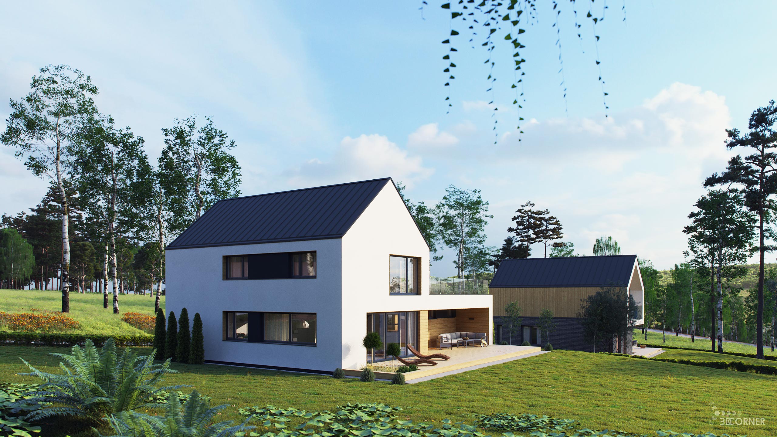 visualization exterior photorealistic modern house 3dcorner