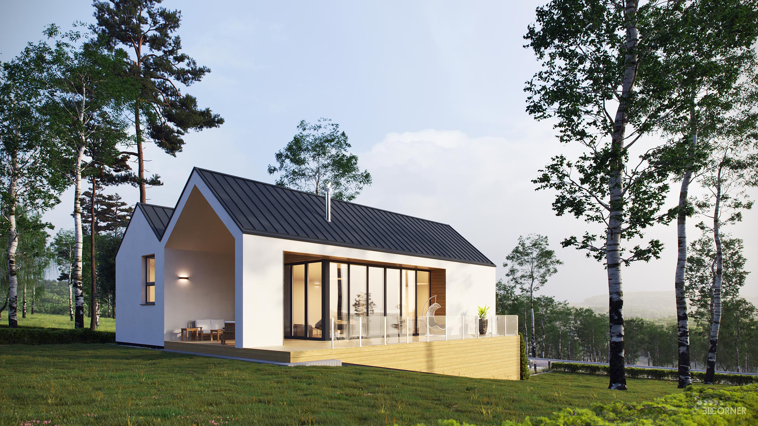 visualization exterior photorealistic modern house 3dcorner