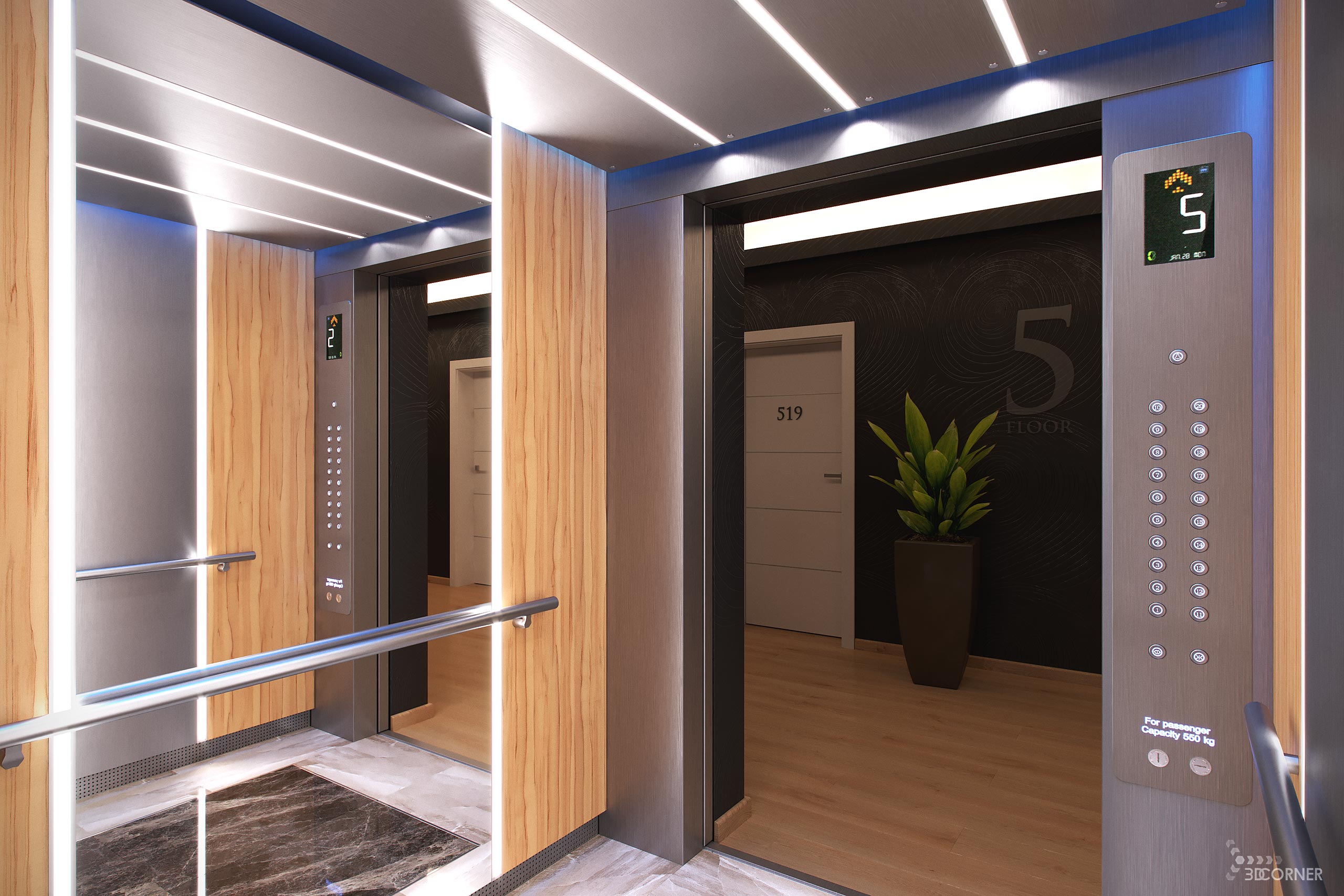 visualization interior photorealistic elevator 3dcorner