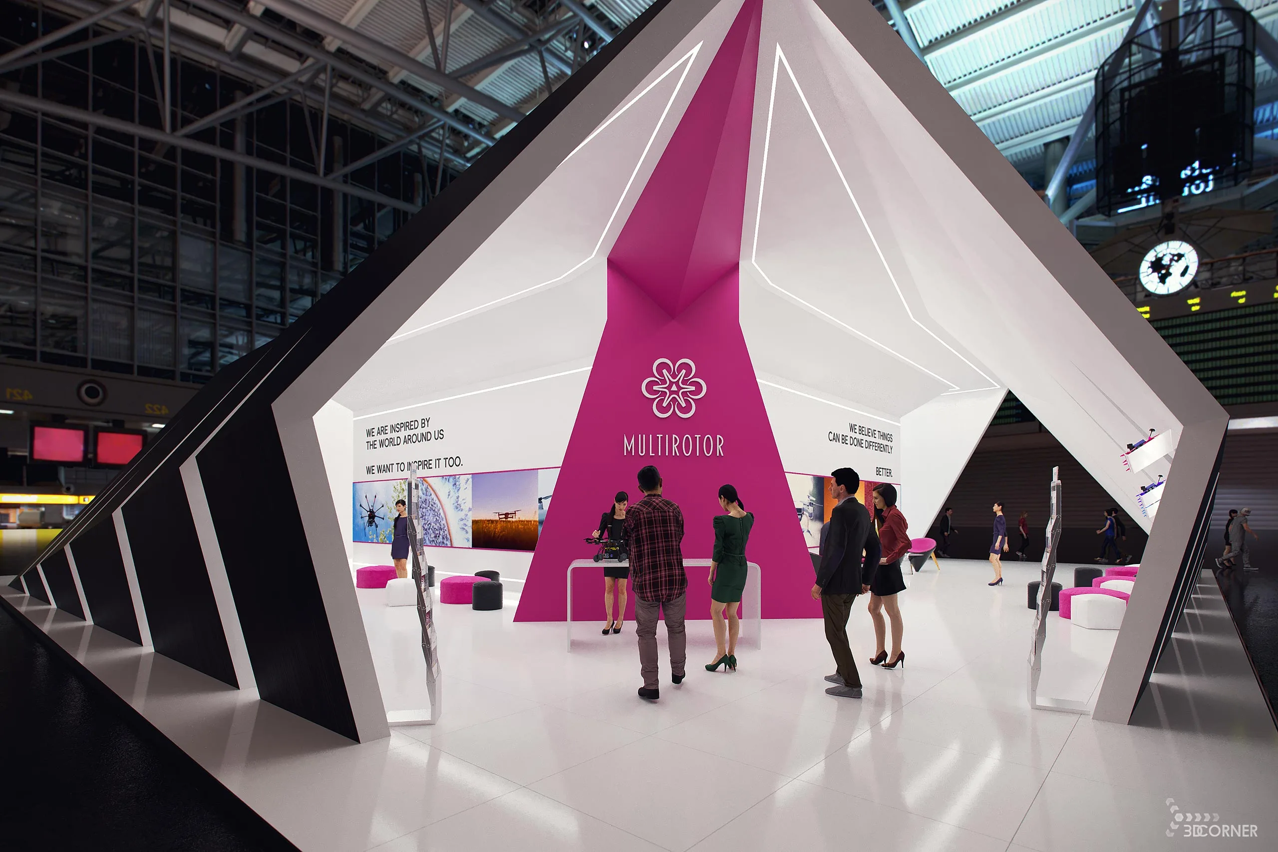 visualization interior photorealistic fair stand white black 3dcorner