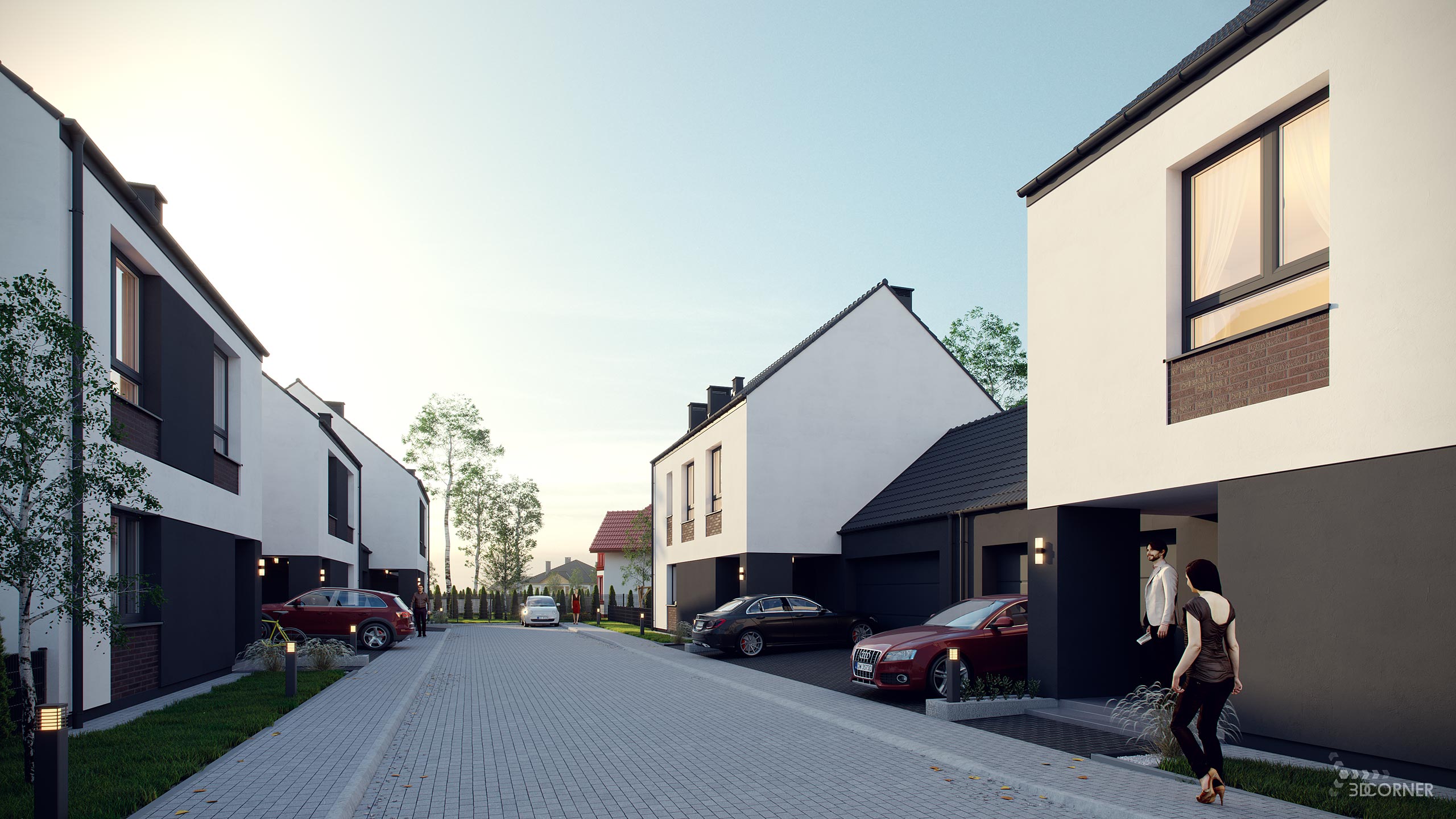 visualization exterior photorealistic modern residential architecture 3dcorner