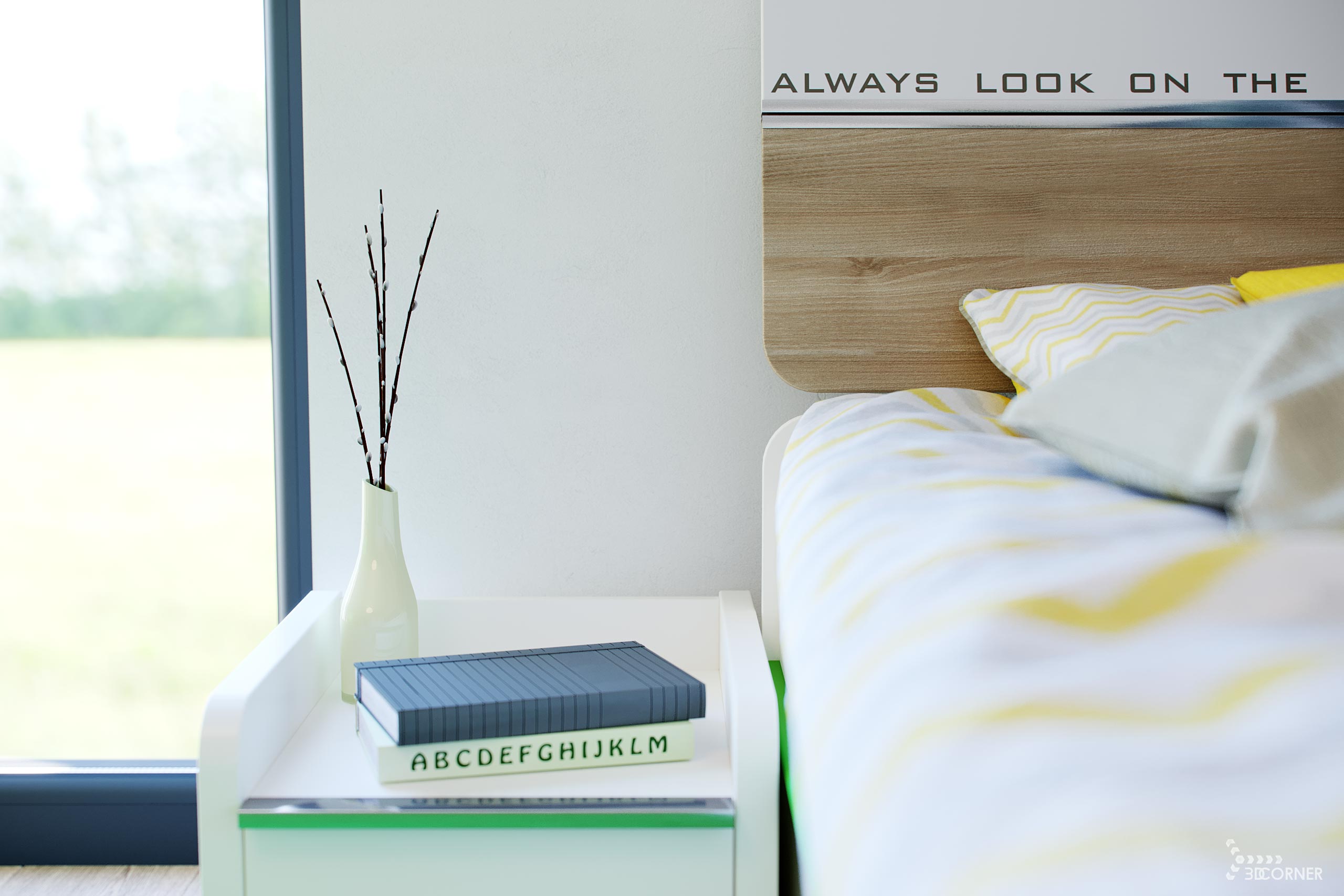 3d visualization interior photorealistic modern contemporary closeup teens room 3dcorner