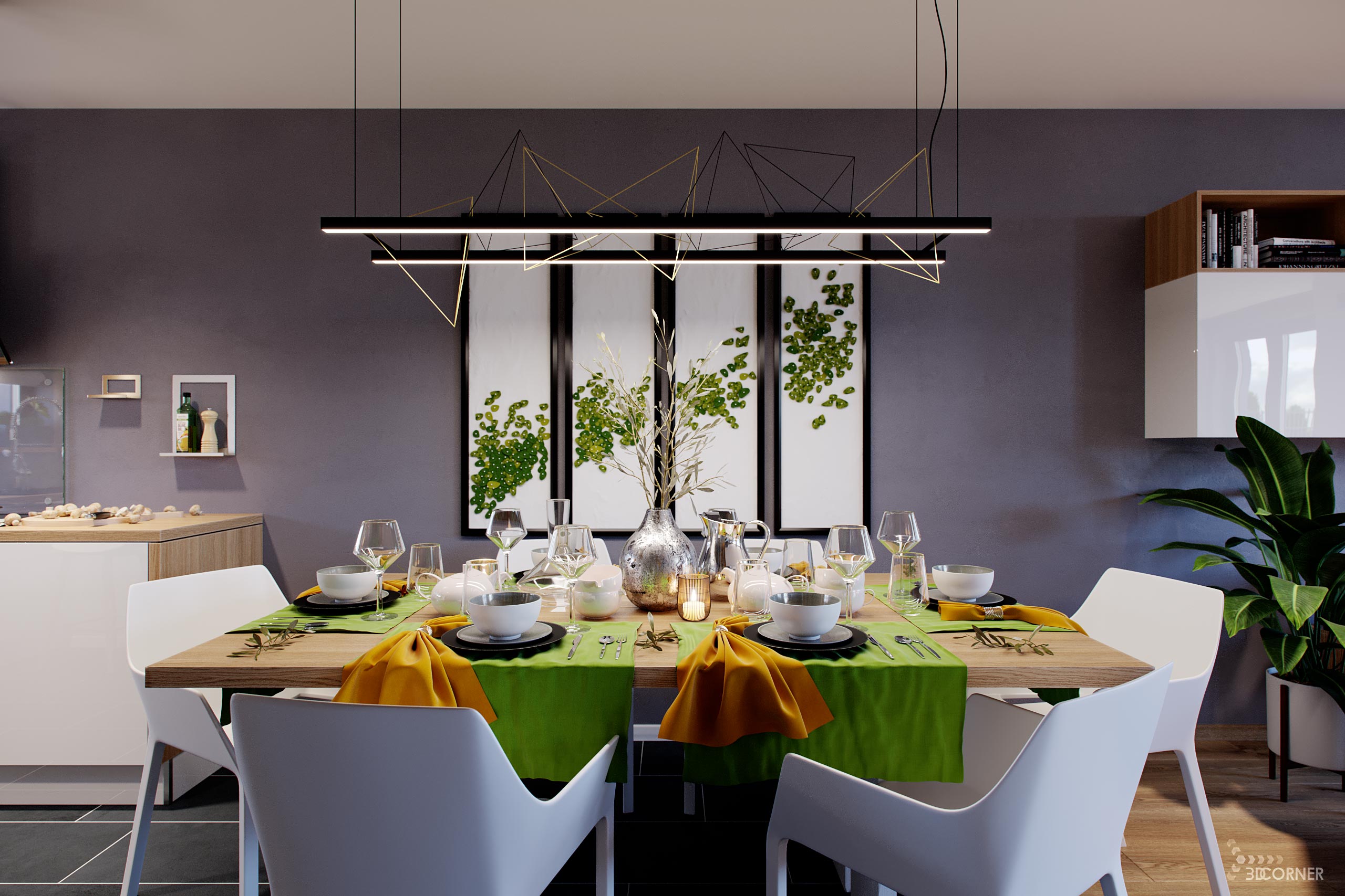 3d visualization interior photorealistic modern contemporary dining room 3dcorner