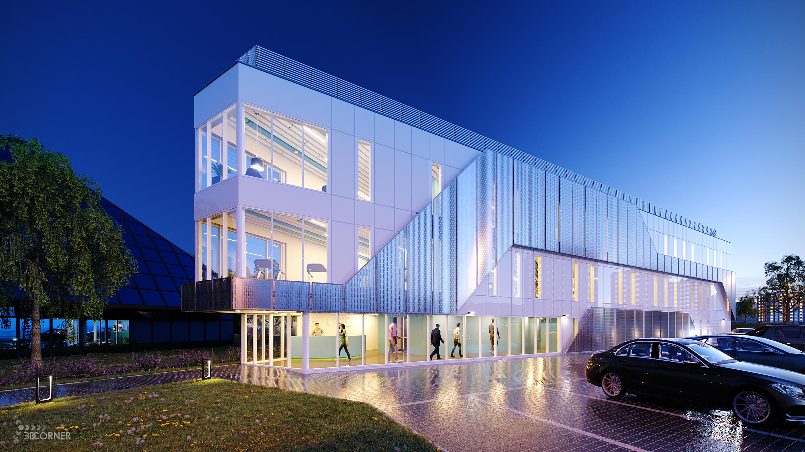 Exterior visualization of medical center building design