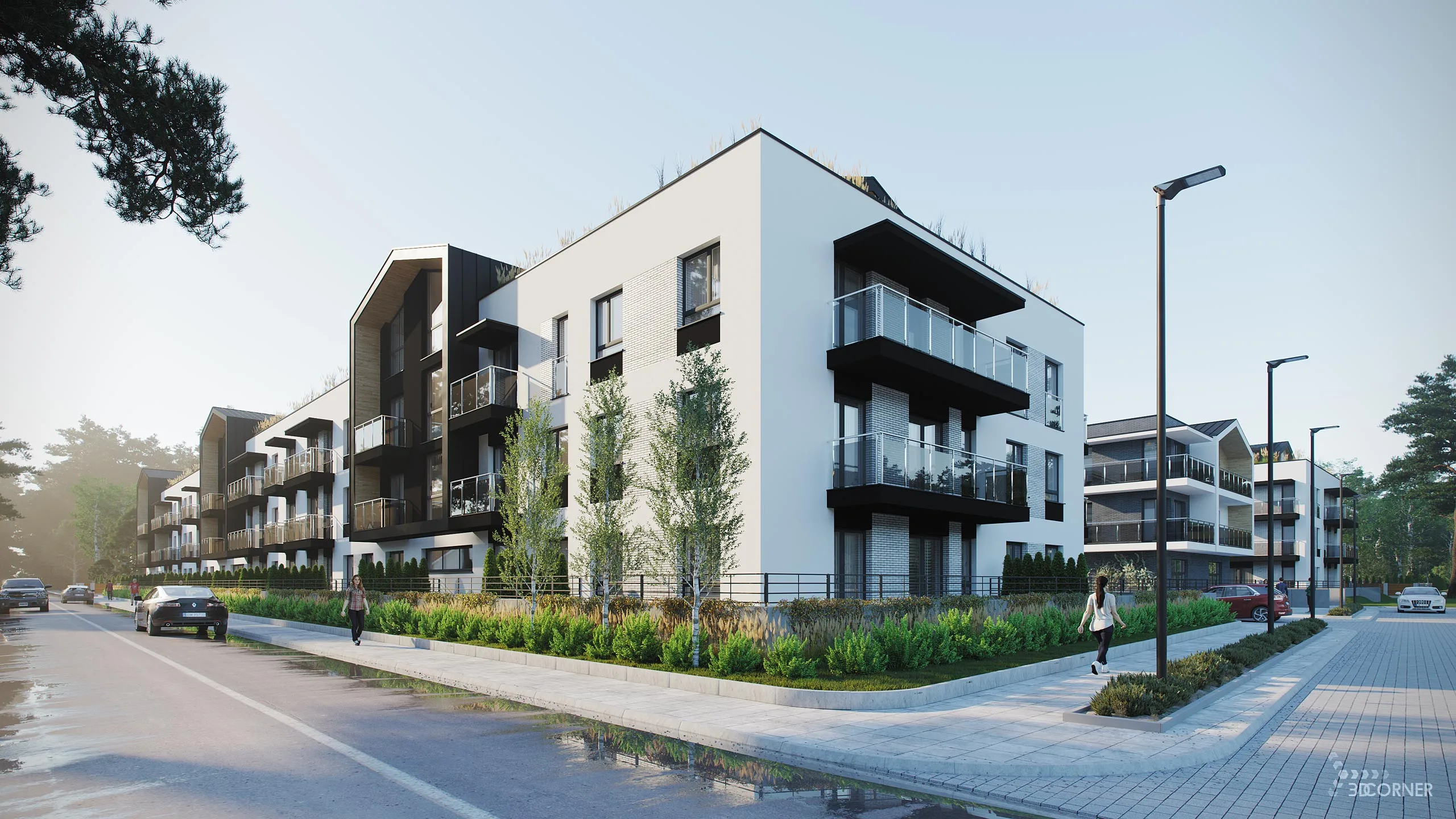 visualization exterior photorealistic modern architecture residential 3dcorner