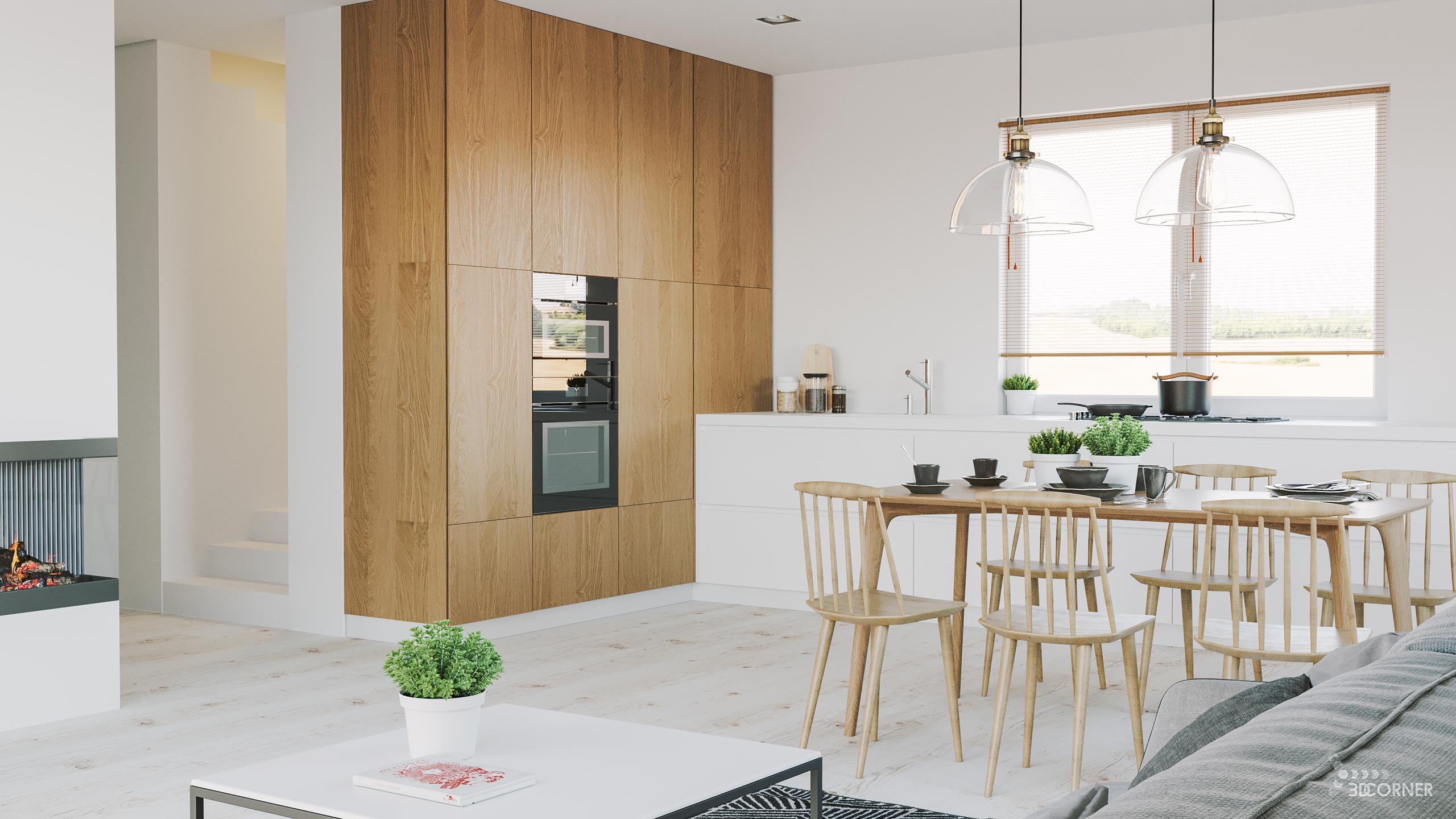 visualization interior photorealistic modern architecture apartment kitchen 3dcorner