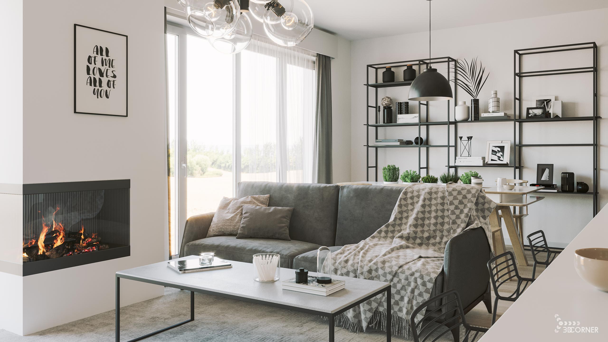 visualization interior photorealistic modern architecture apartment salon 3dcorner