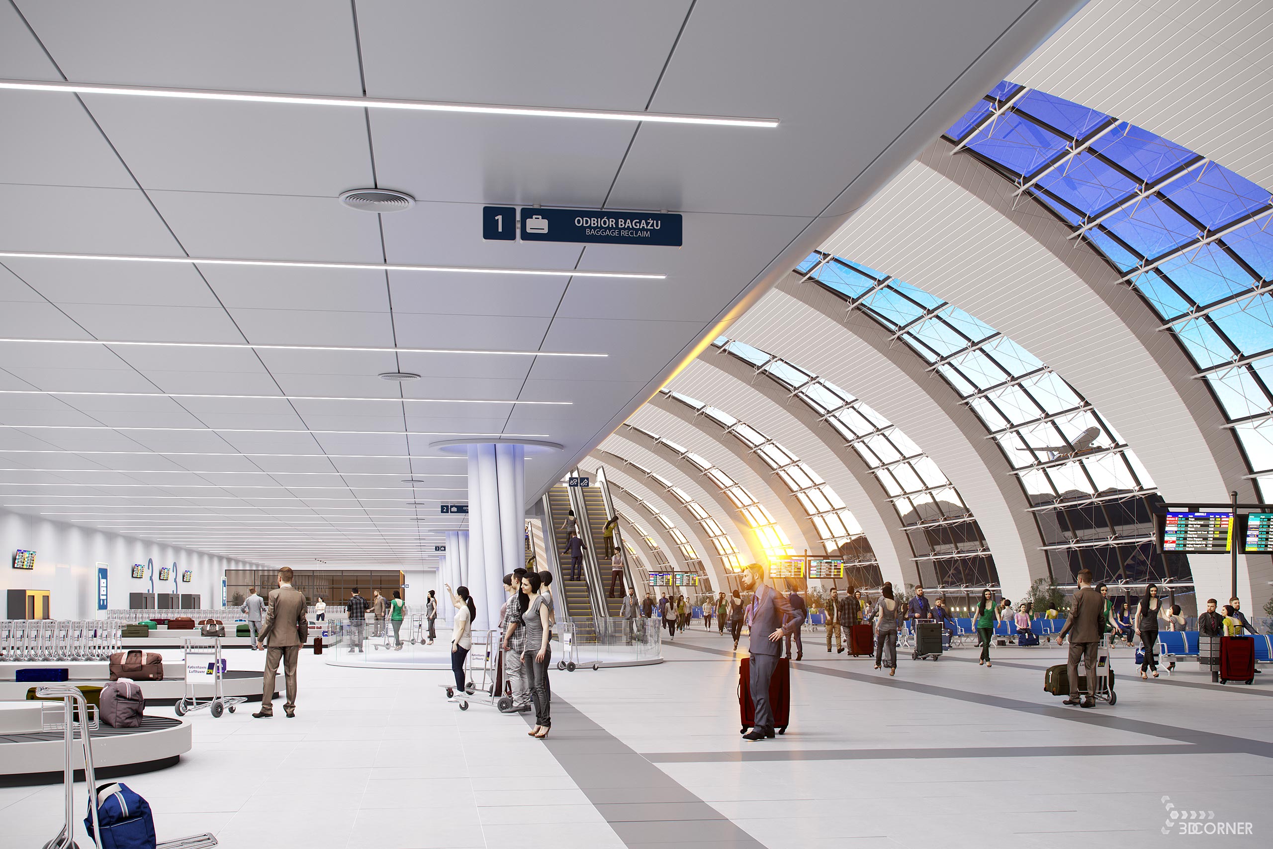 visualization photorealistic interior airport terminal lighting 3dcorner