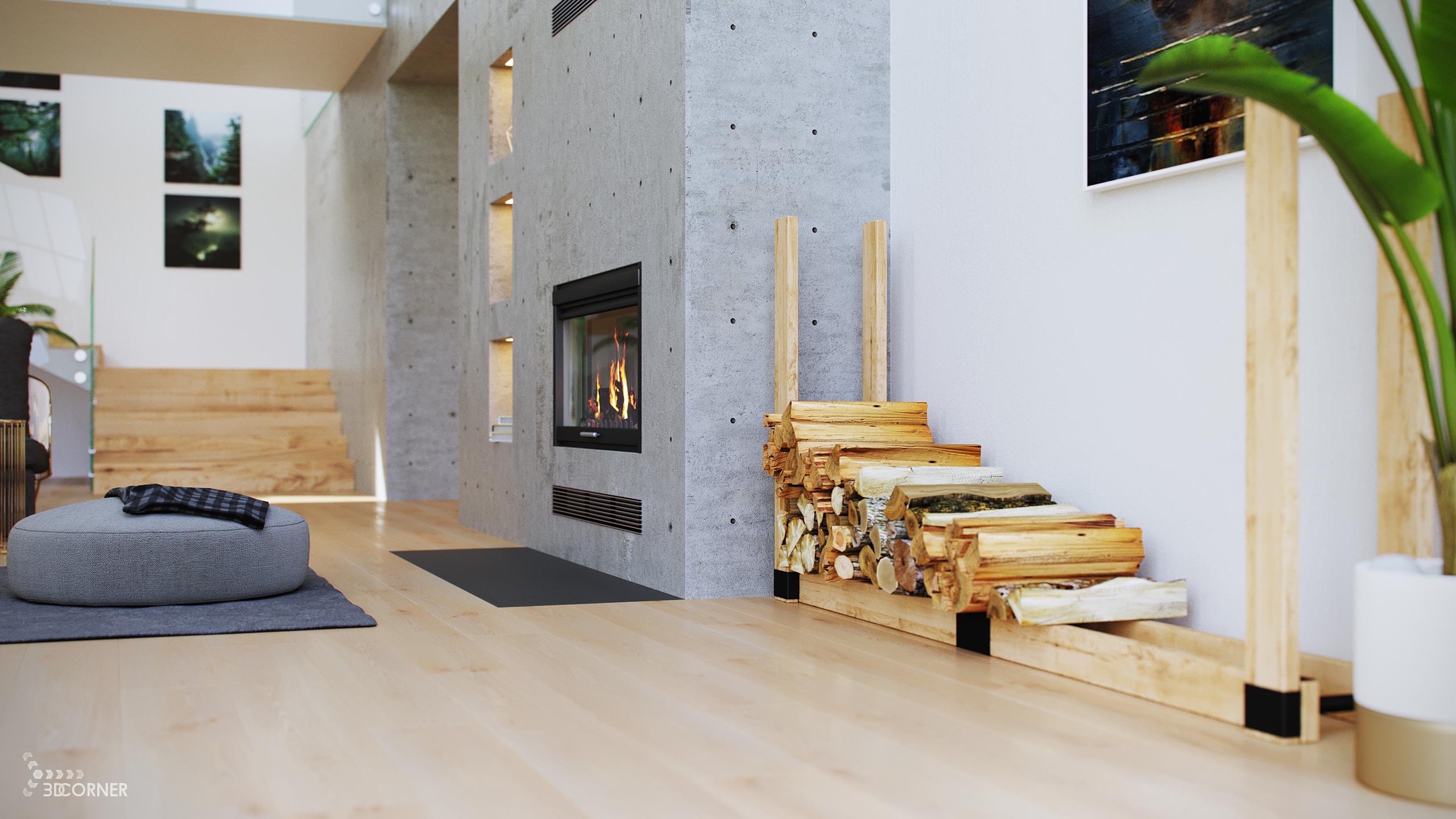 visualization interior photorealistic fireplace product apartment salon 3dcorner