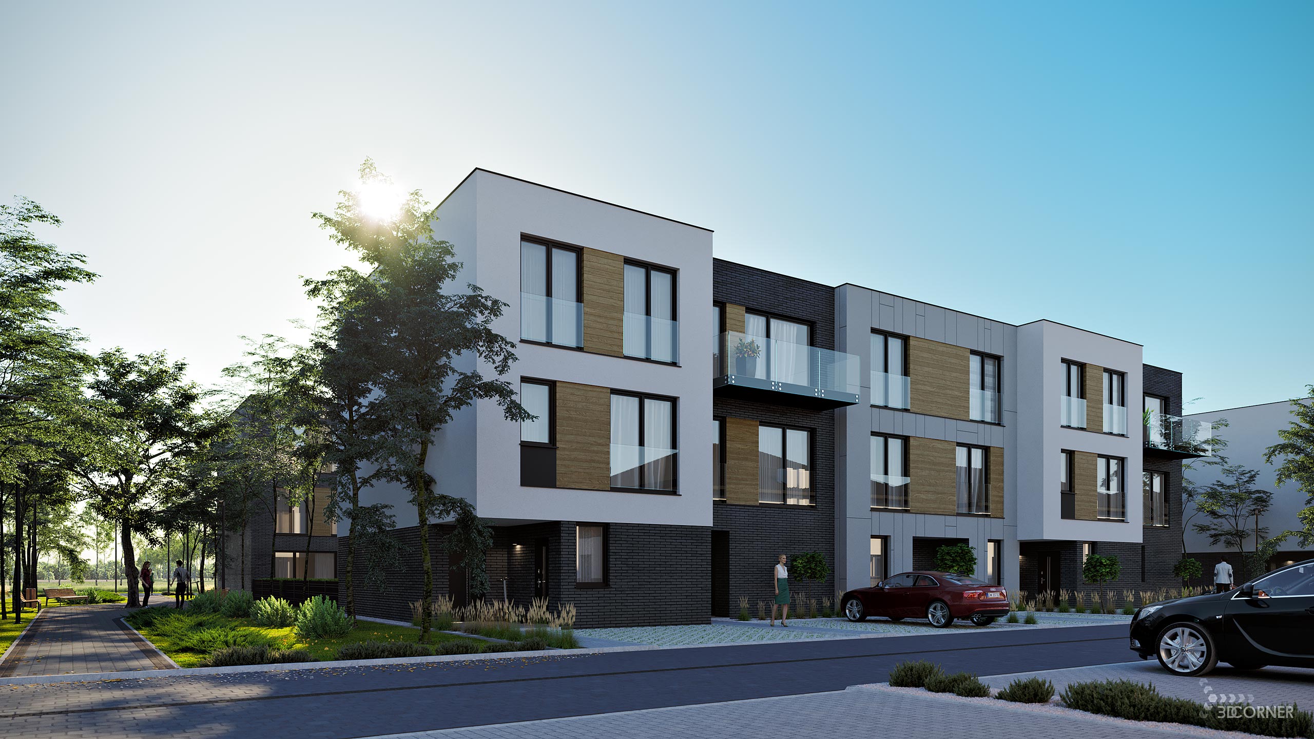visualization 3d rendering archviz architectural apartments contemporary compact 3d corner
