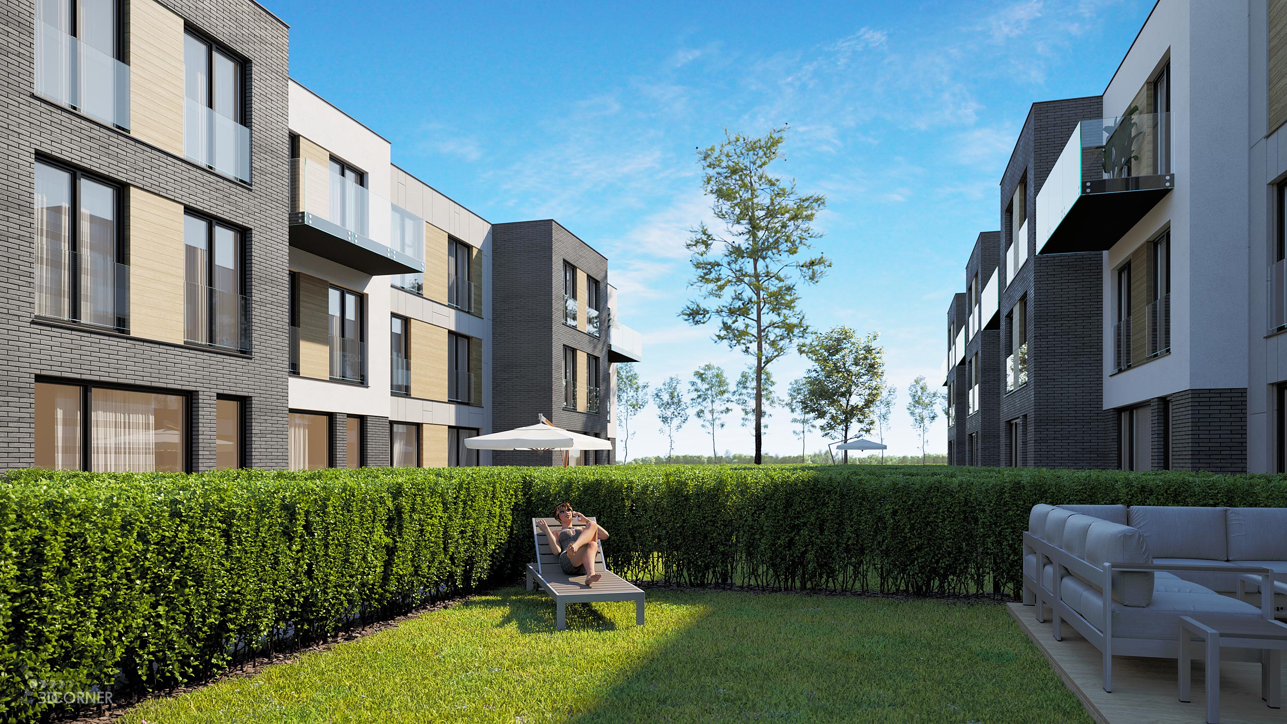 visualization 3d rendering archviz architectural apartments contemporary compact 3d corner