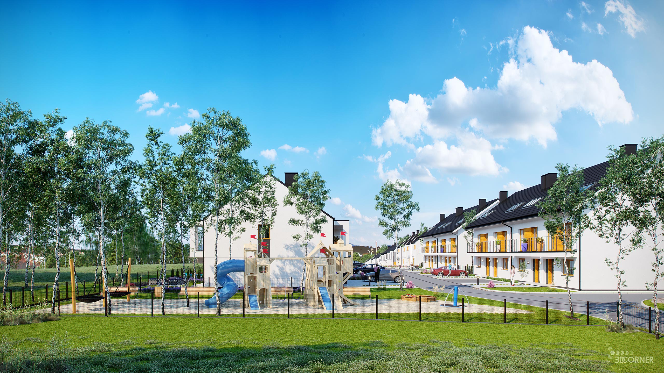 visualization 3d rendering archviz architectural apartments contemporary playground 3d corner