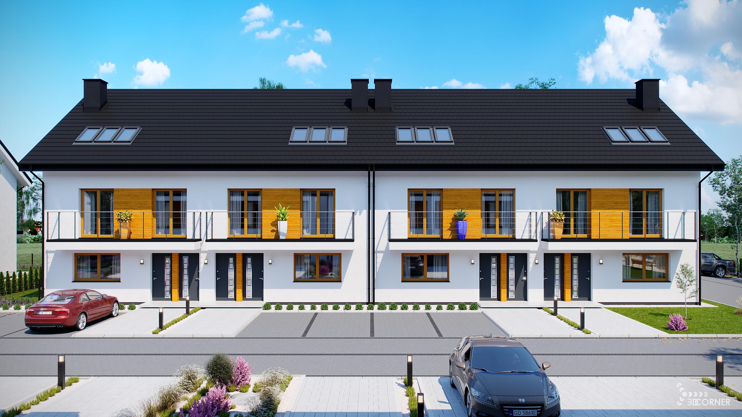Architectural 3D visualization of contemporary residential houses by 3D Corner.
