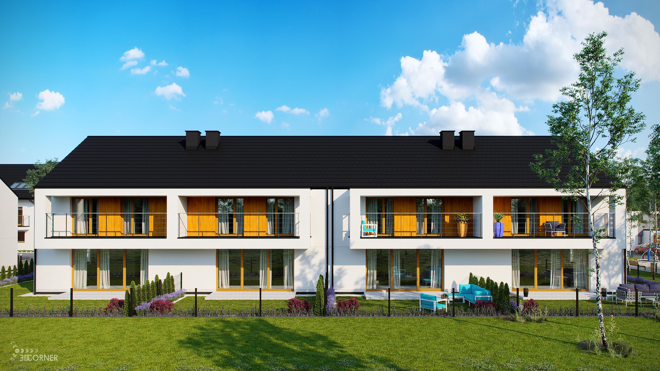Architectural 3D visualization of contemporary residential houses by 3D Corner.