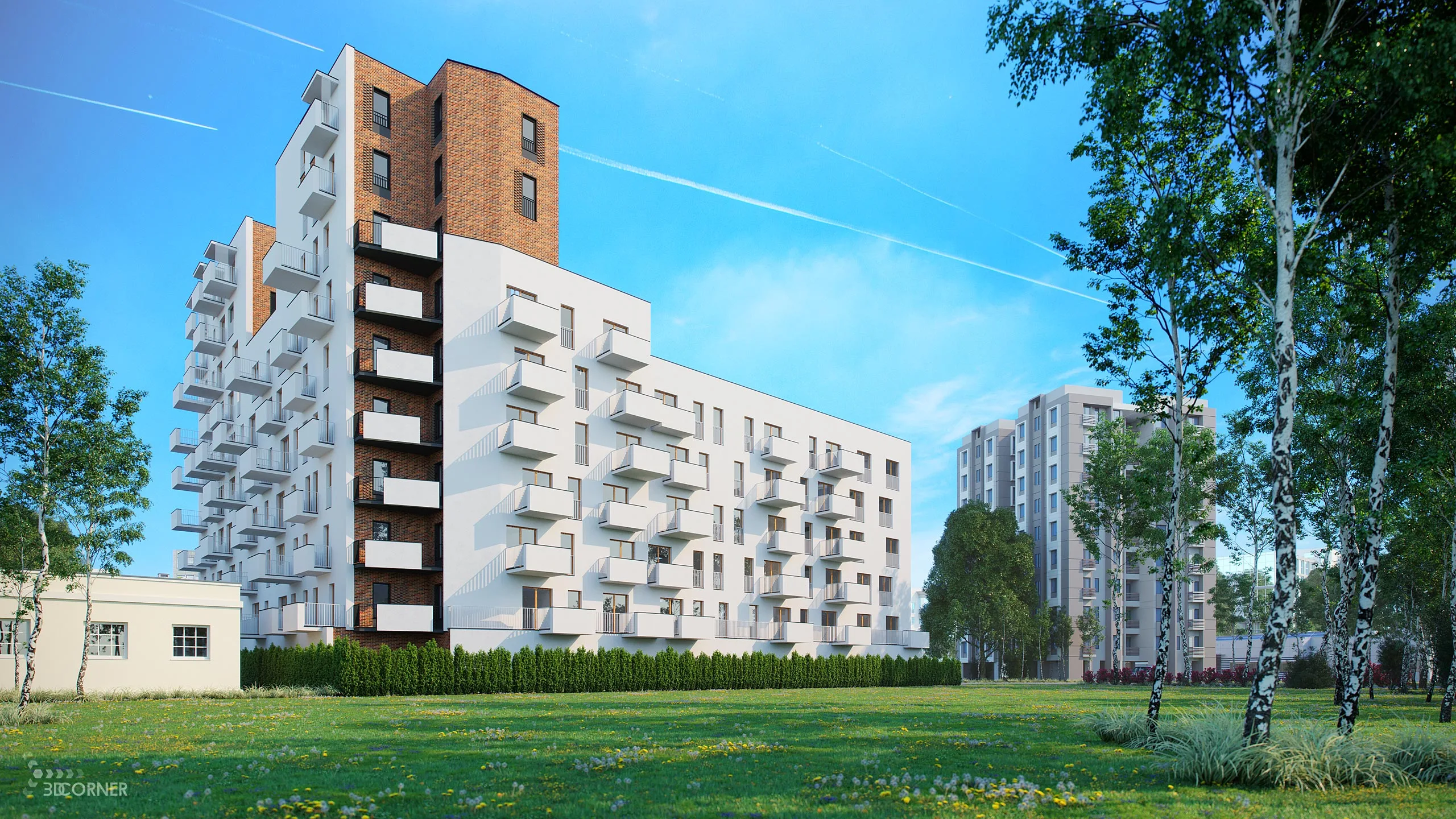 visualization 3d rendering archviz architectural housing estate contemporary 3d corner