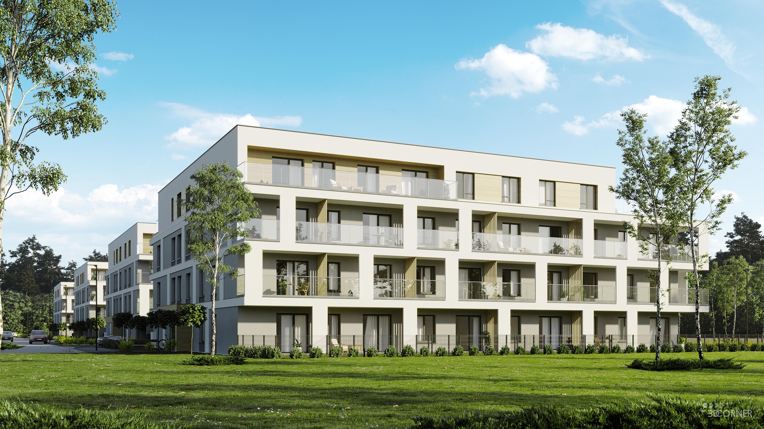 visualization 3d rendering architectural archviz residential contenporary apartmets 3d corner