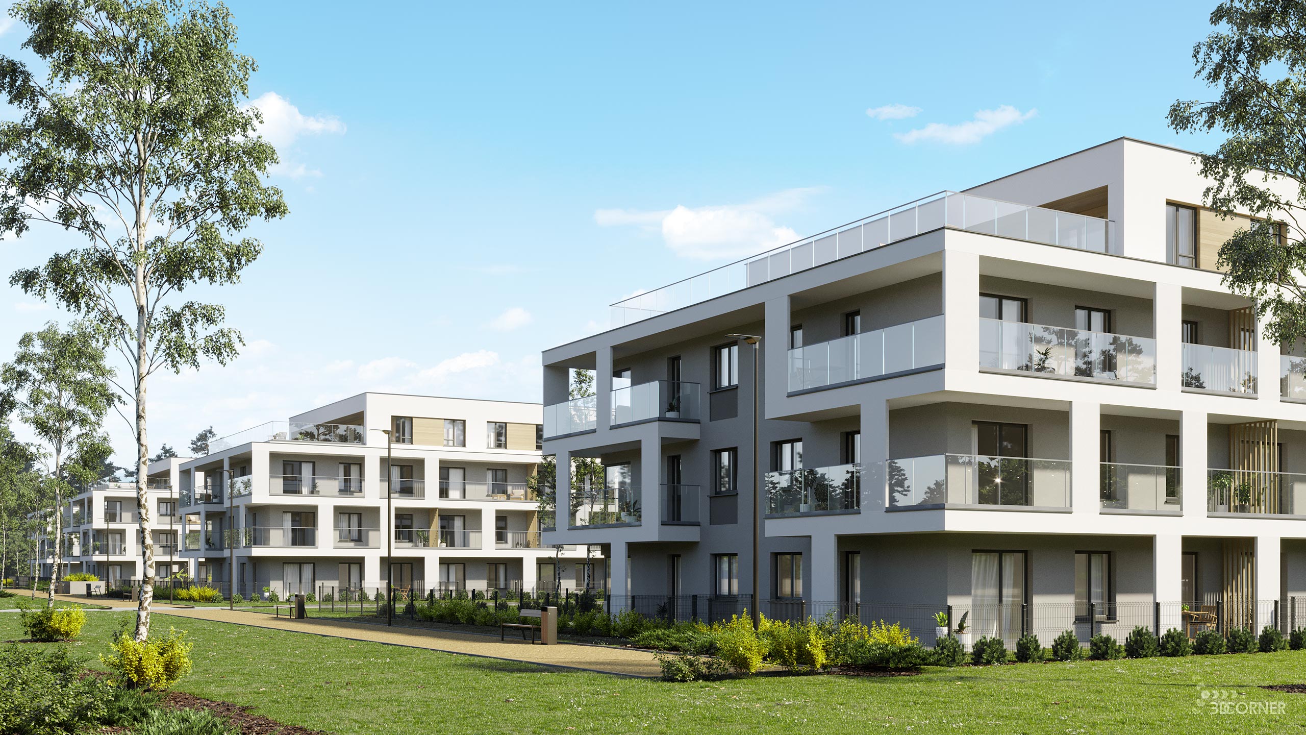 visualization 3d rendering architectural archviz residential contenporary apartmets 3d corner
