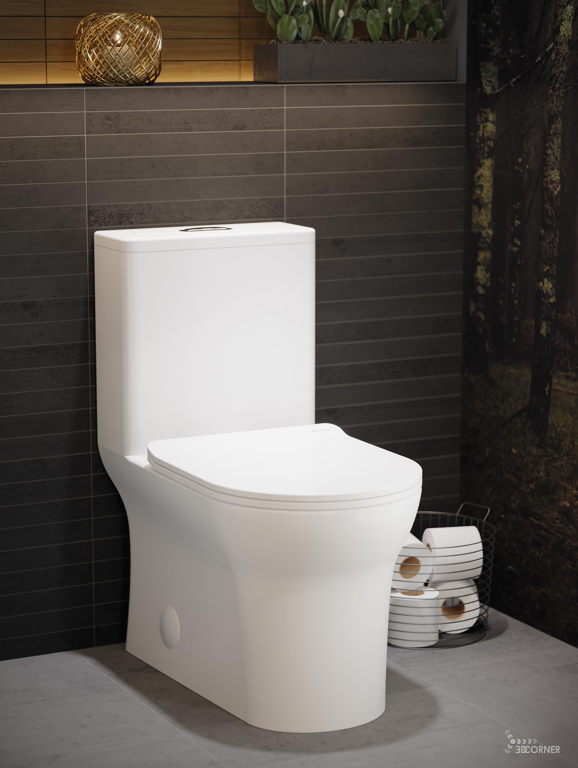 visualization 3d rendering archviz architectural bathroom toilet dark contemporary corner