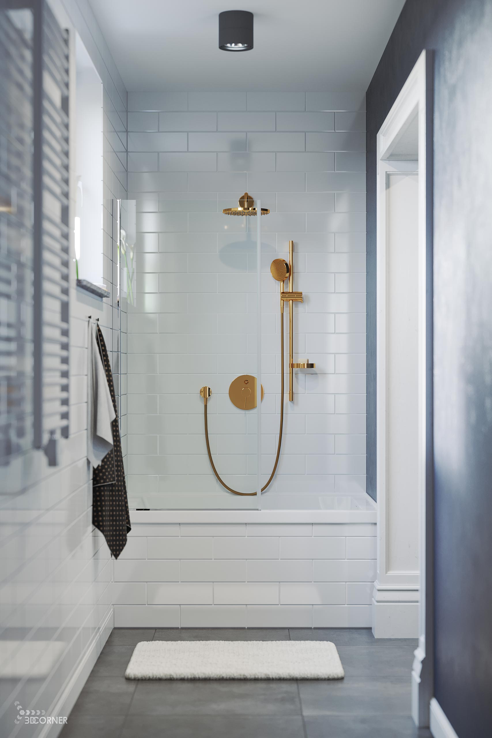 visualization 3d rendering archviz architectural bathroom bathtub contemporary 3d corner