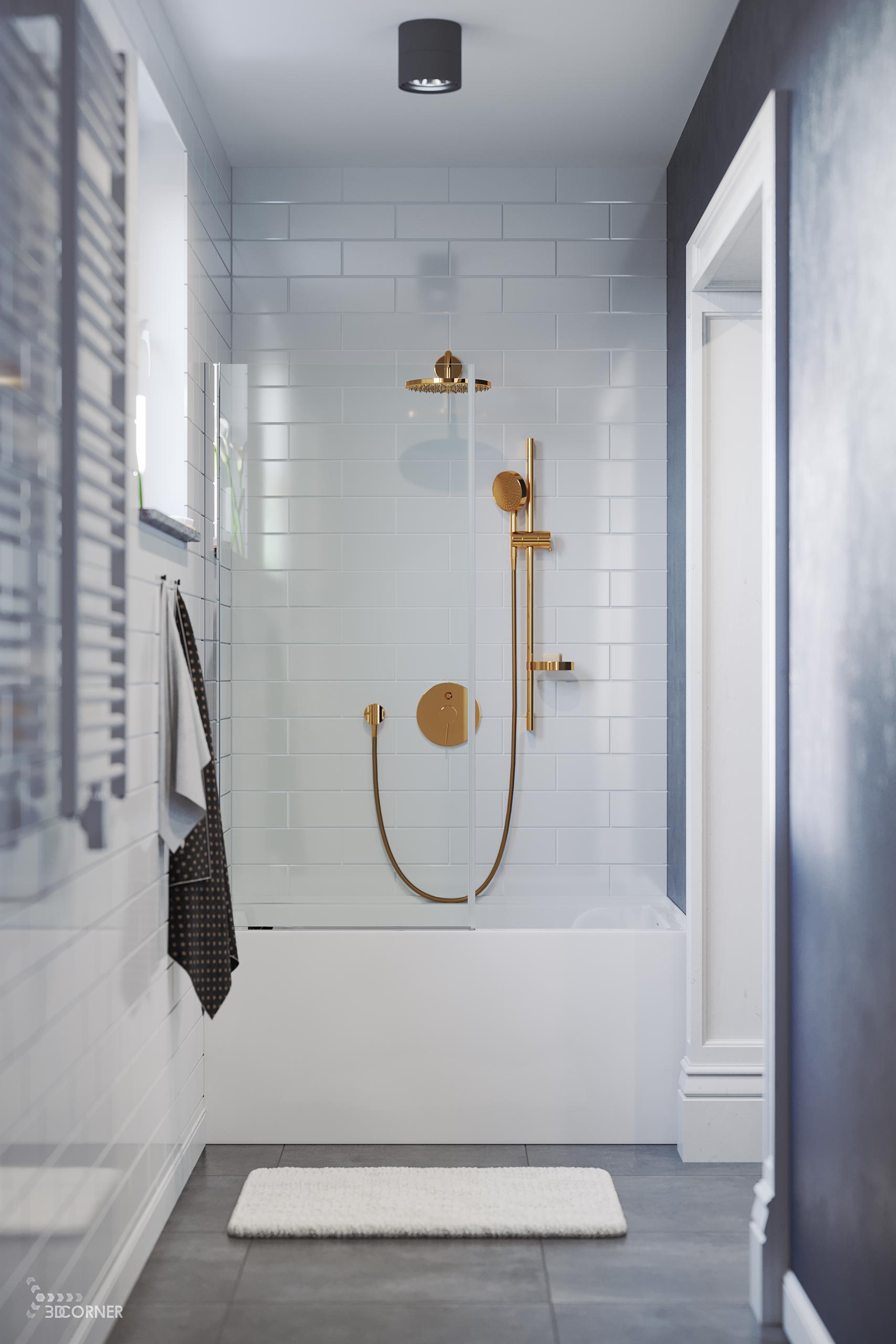 visualization 3d rendering archviz architectural bathroom bathtub contemporary 3d corner