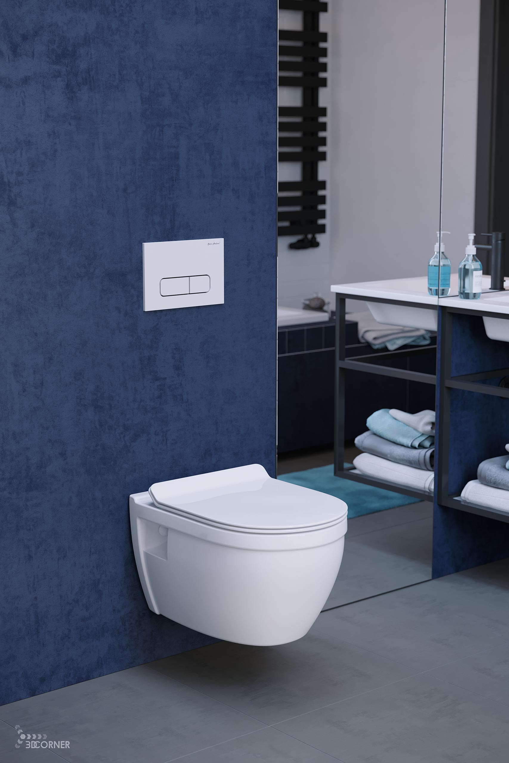 visualization 3d rendering archviz architectural bathroom toilet bright contemporary corner