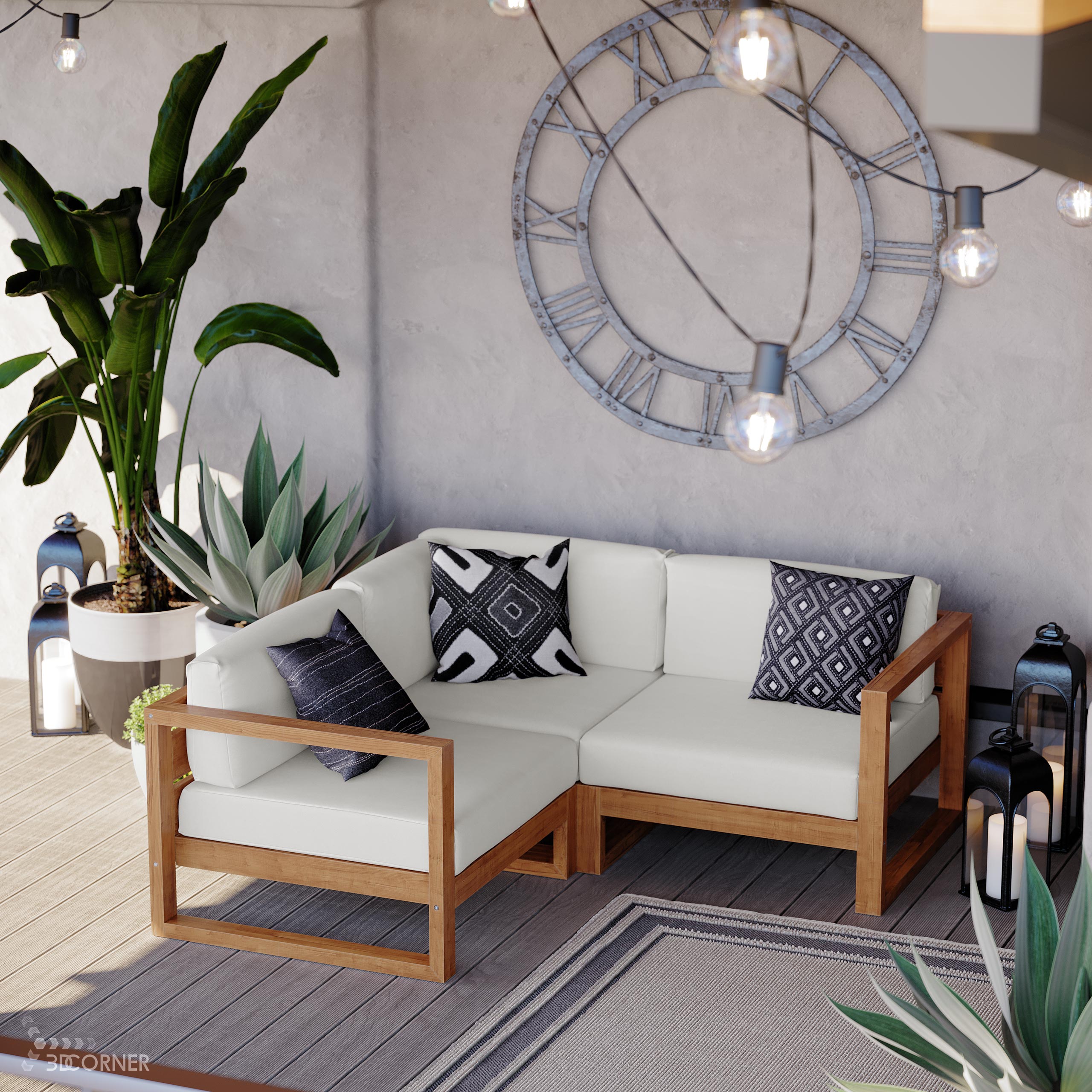 cgi visualization 3d rendering archviz patio contemporary outdoor furniture 3dcorner