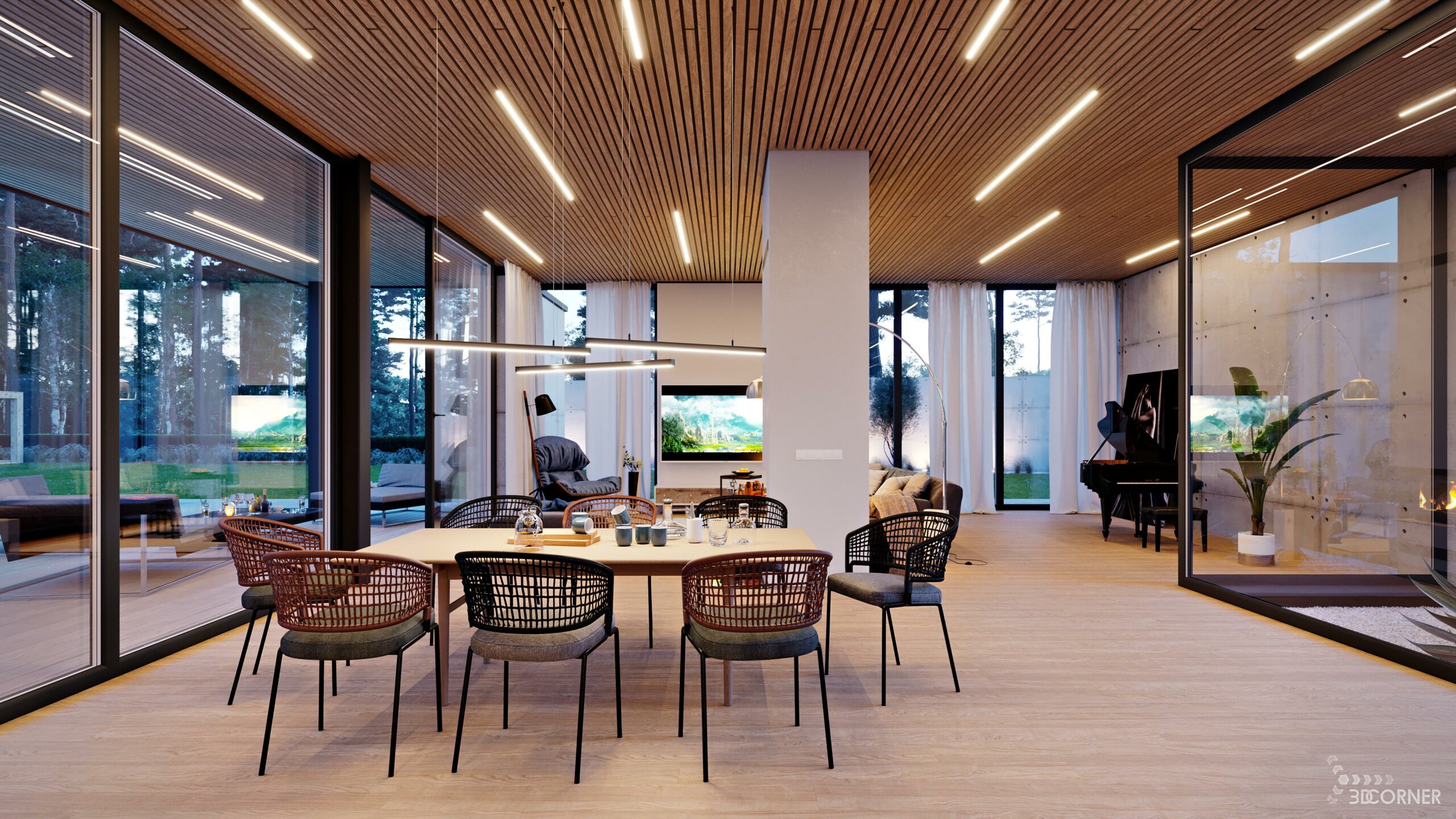 visualization 3d rendering cgi archviz architectural livingroom salon contemporary 3d corner