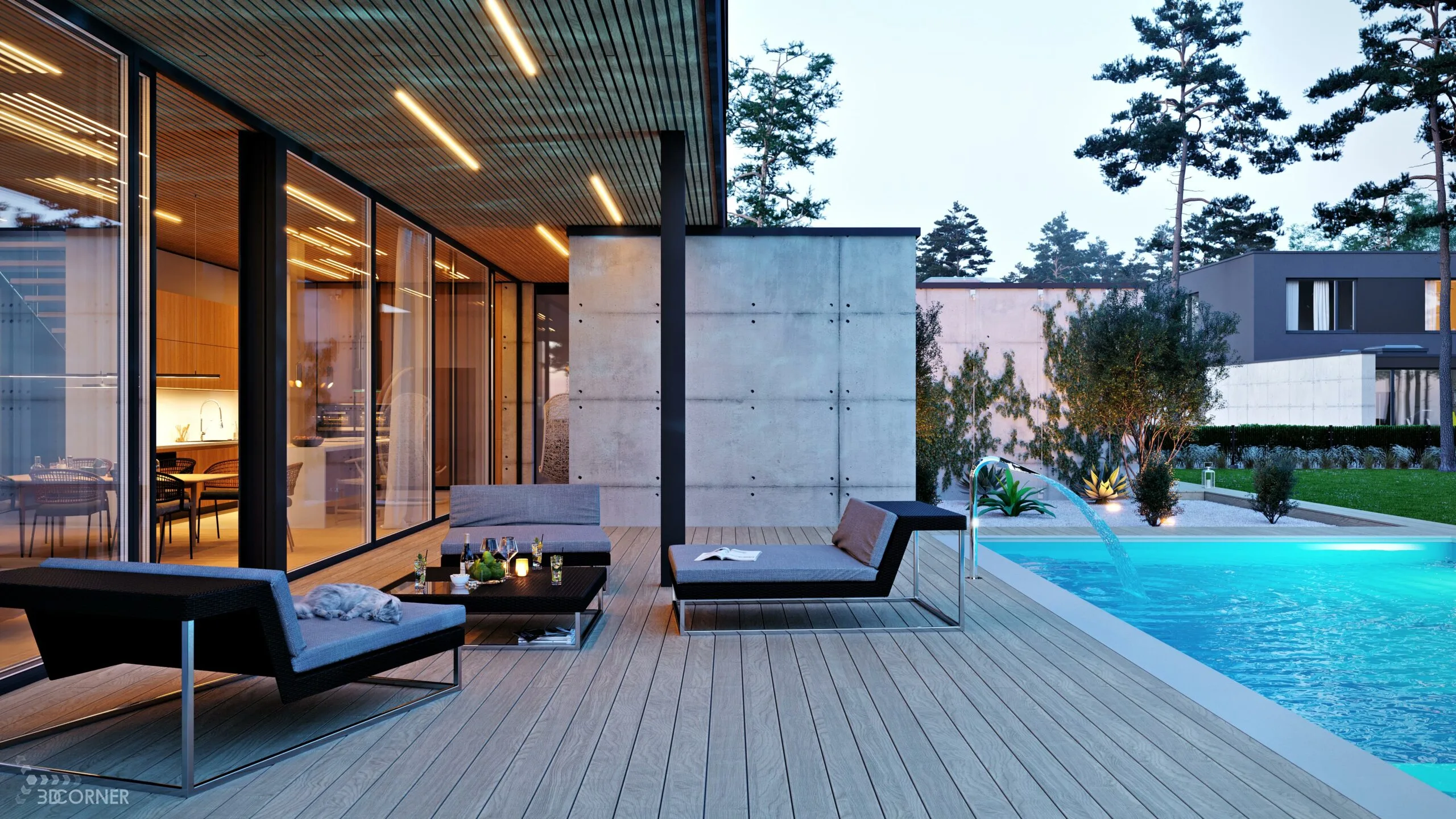 visualization 3d rendering cgi archviz architectural swimming pool contemporary 3d corner