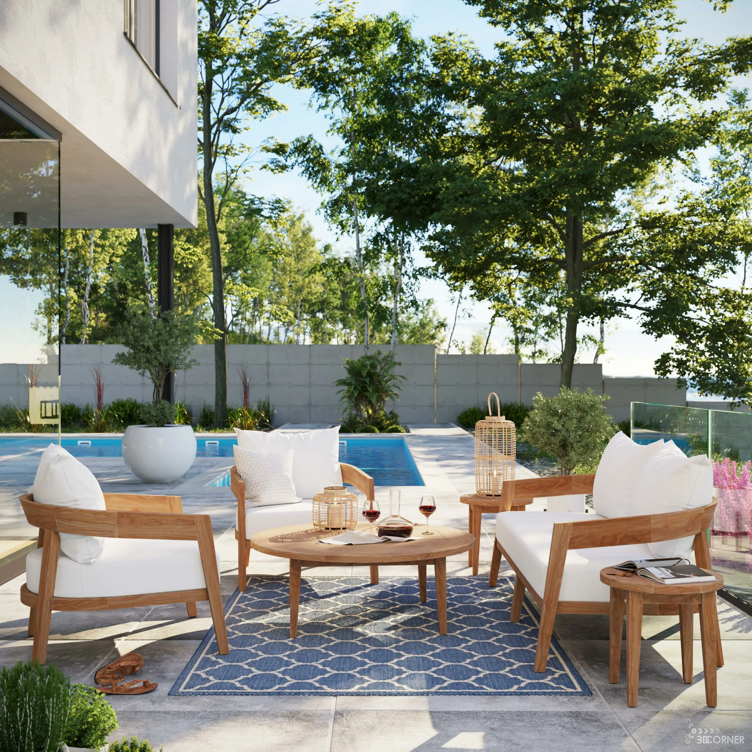 cgi visualization 3d rendering archviz patio contemporary outdoor furniture kayu 3d corner