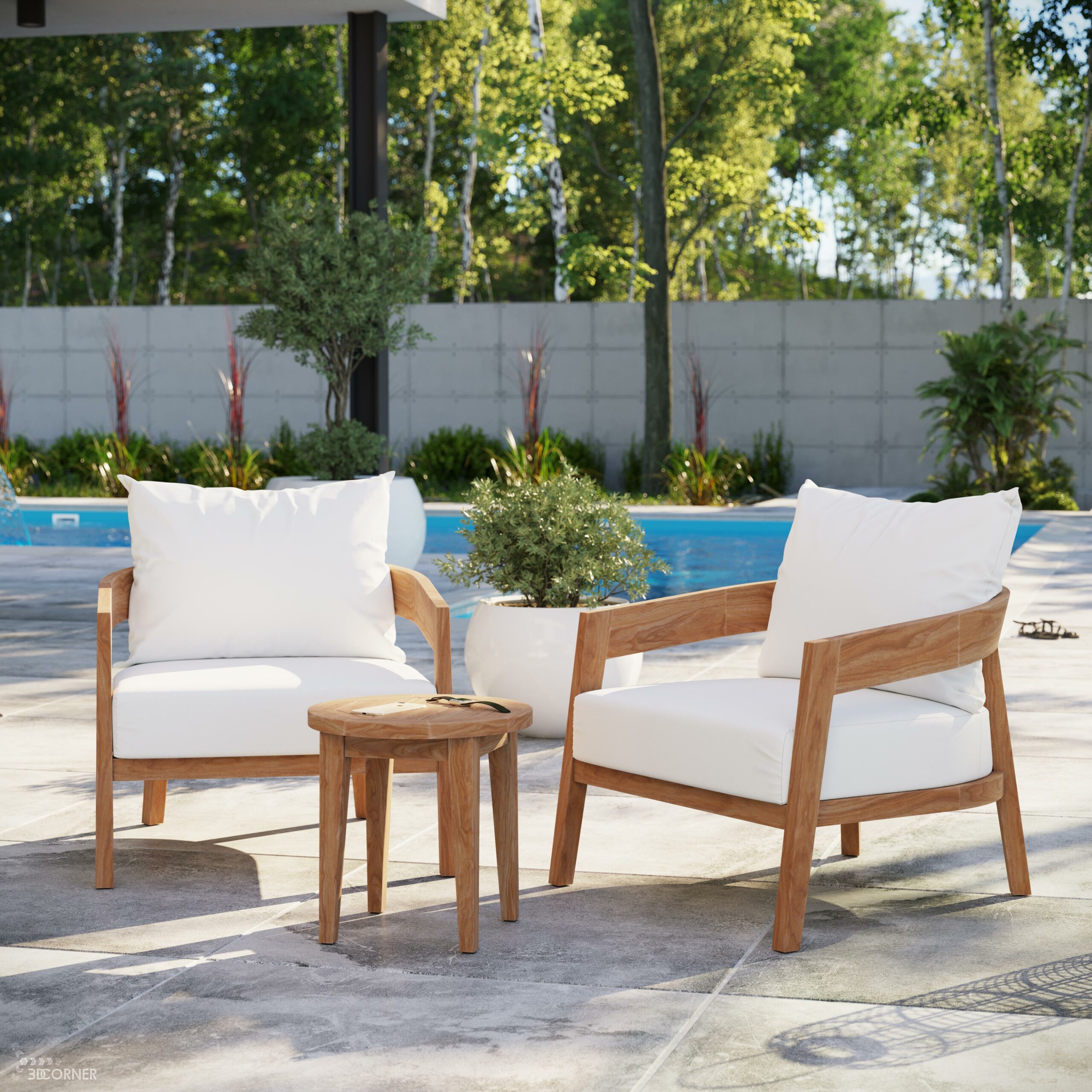 cgi visualization 3d rendering archviz patio contemporary outdoor furniture kayu 3d corner