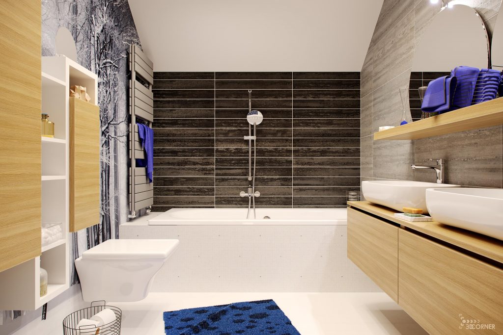 visualization interior photorealistic modern contemporary bathroom