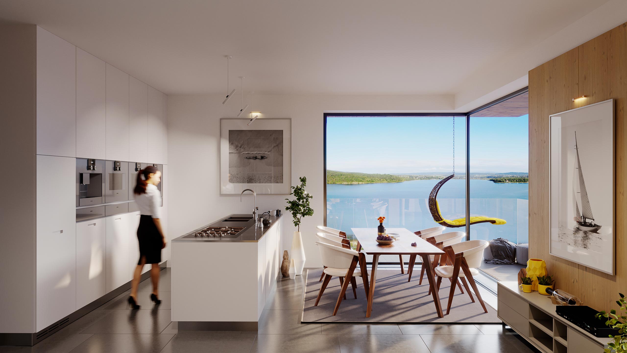 cgi visualization 3d rendering archviz architectural apartment lake 3d corner