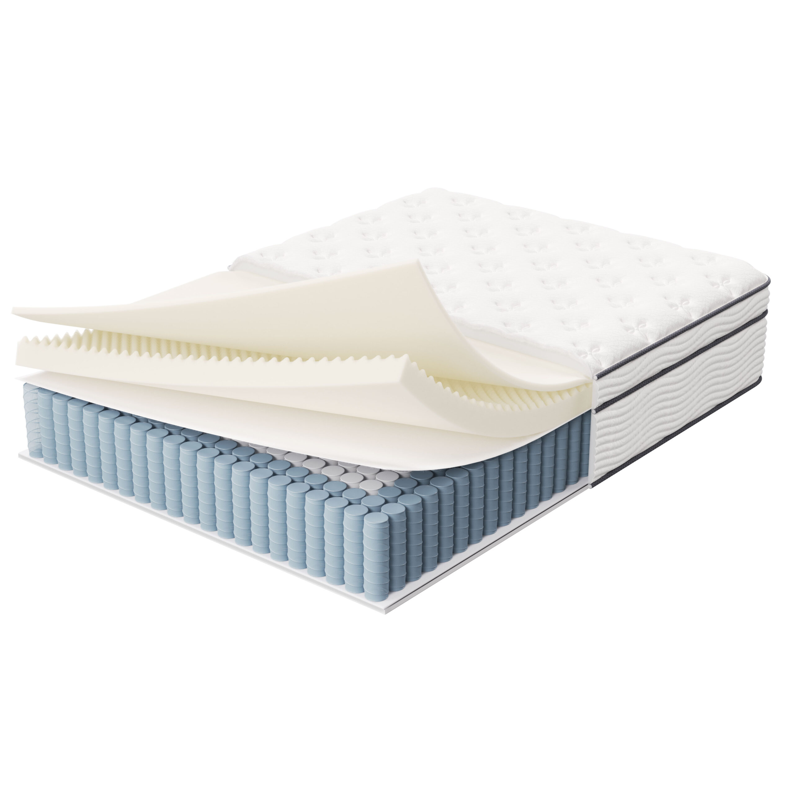 3d visualization cgi product mattress spring inside structure peeling view 3d corner