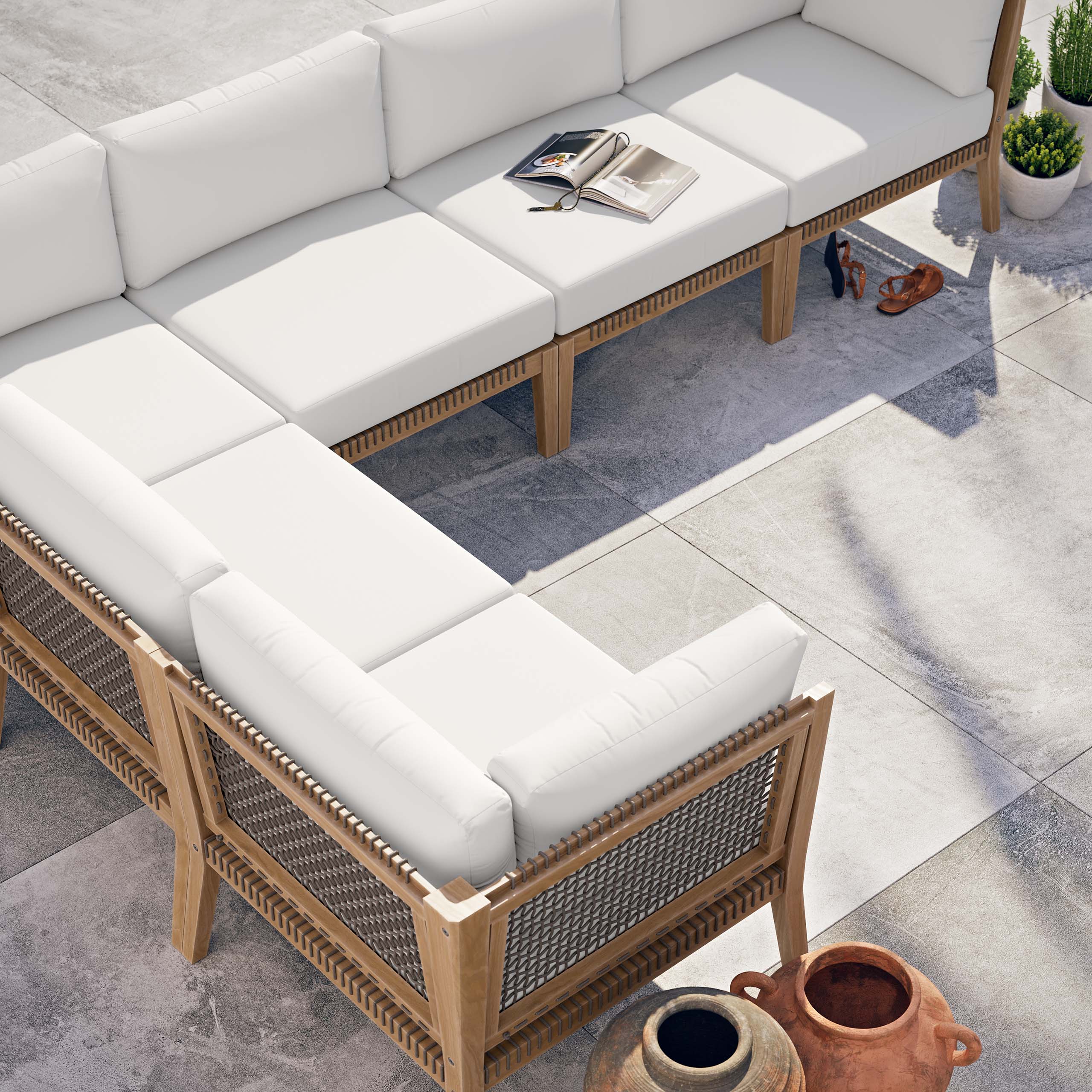 outdoor wooden wood teak furniture 3d visualization photorealistic 3d corner