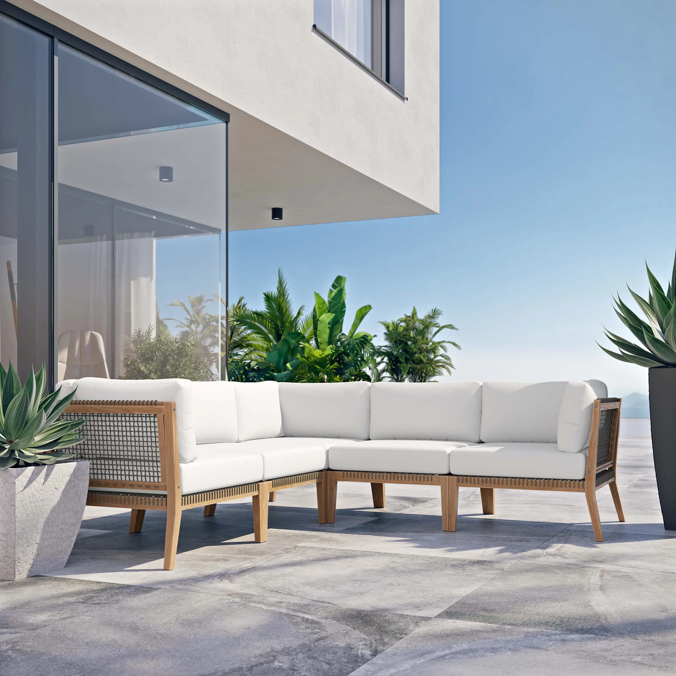 outdoor wooden wood teak furniture 3d visualization photorealistic 3d corner
