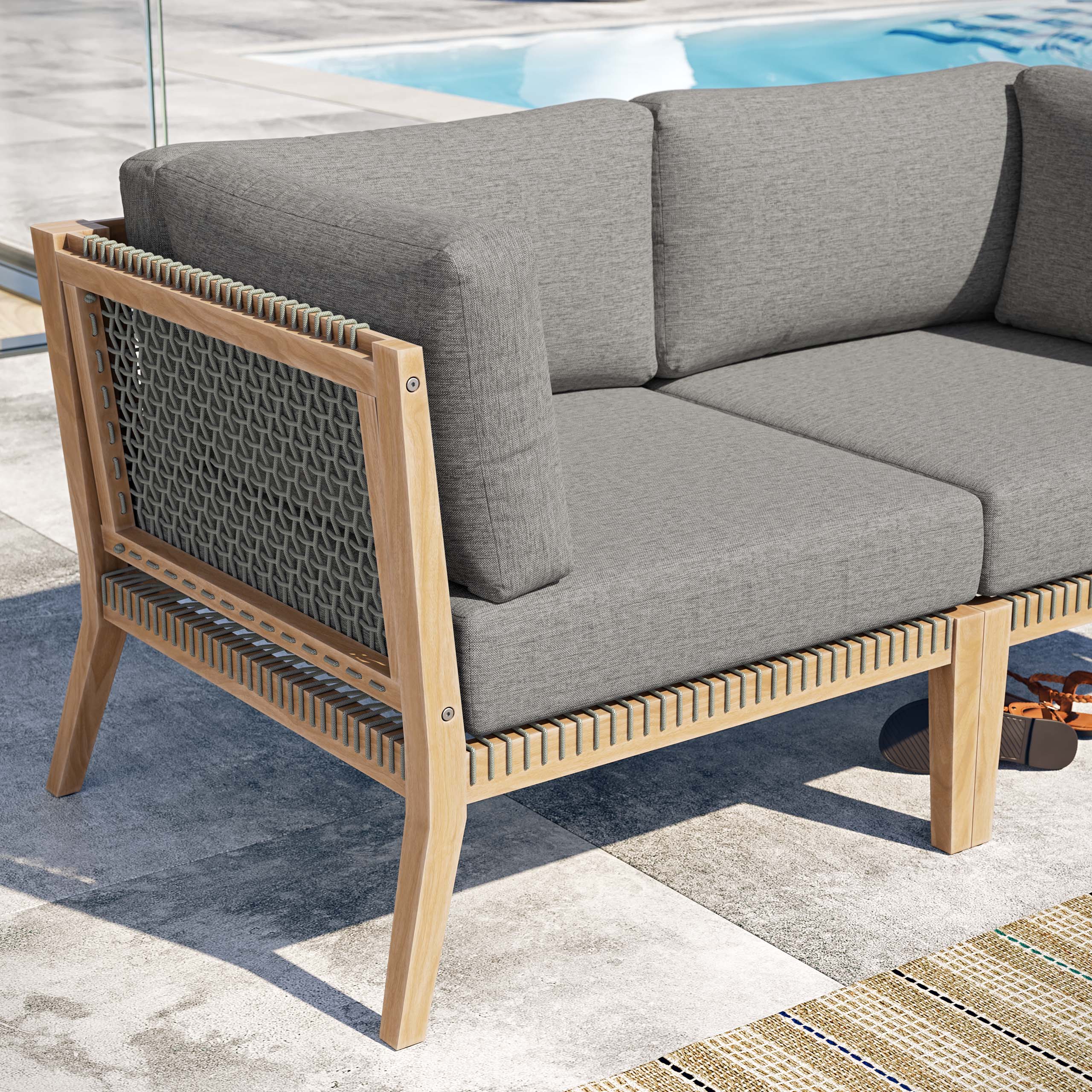 outdoor wooden wood teak furniture 3d visualization photorealistic 3d corner