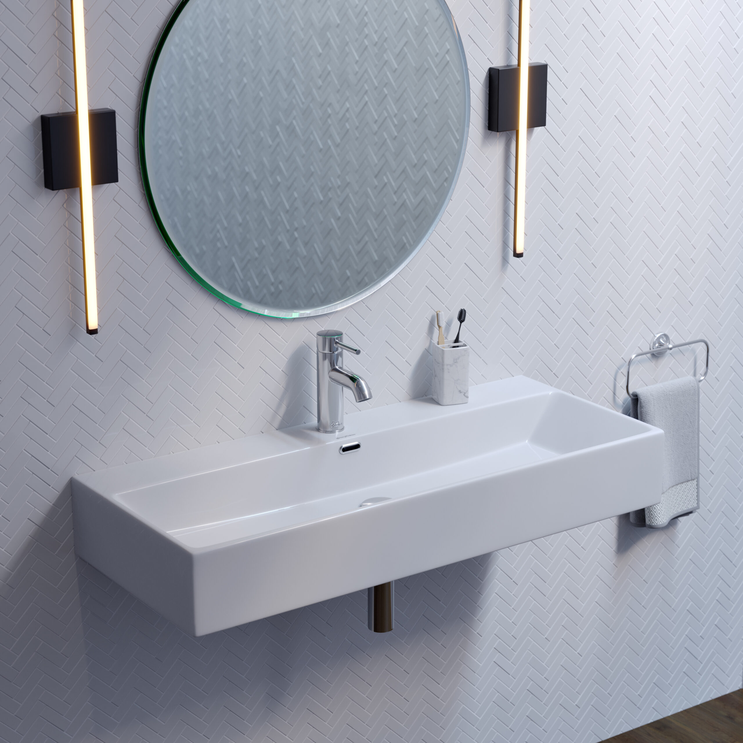 visualization bathroom sink shiny metal tap
