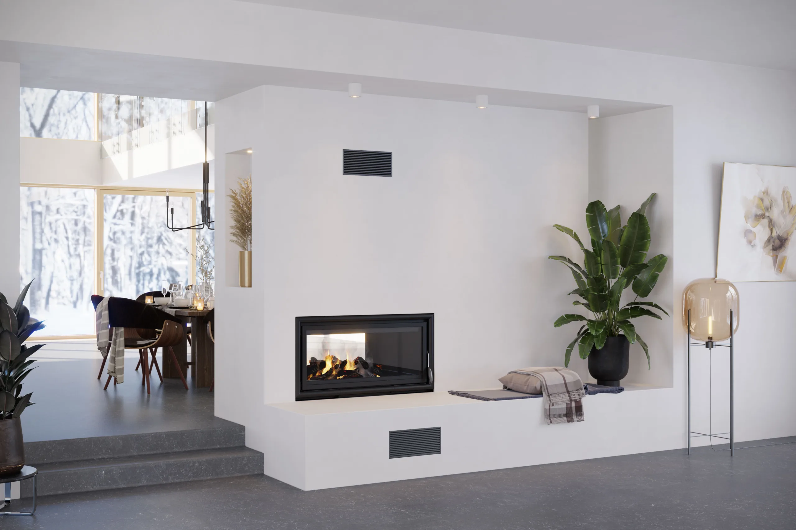 rendering 3d visualization interior product realistic 3d corner fireplace classic