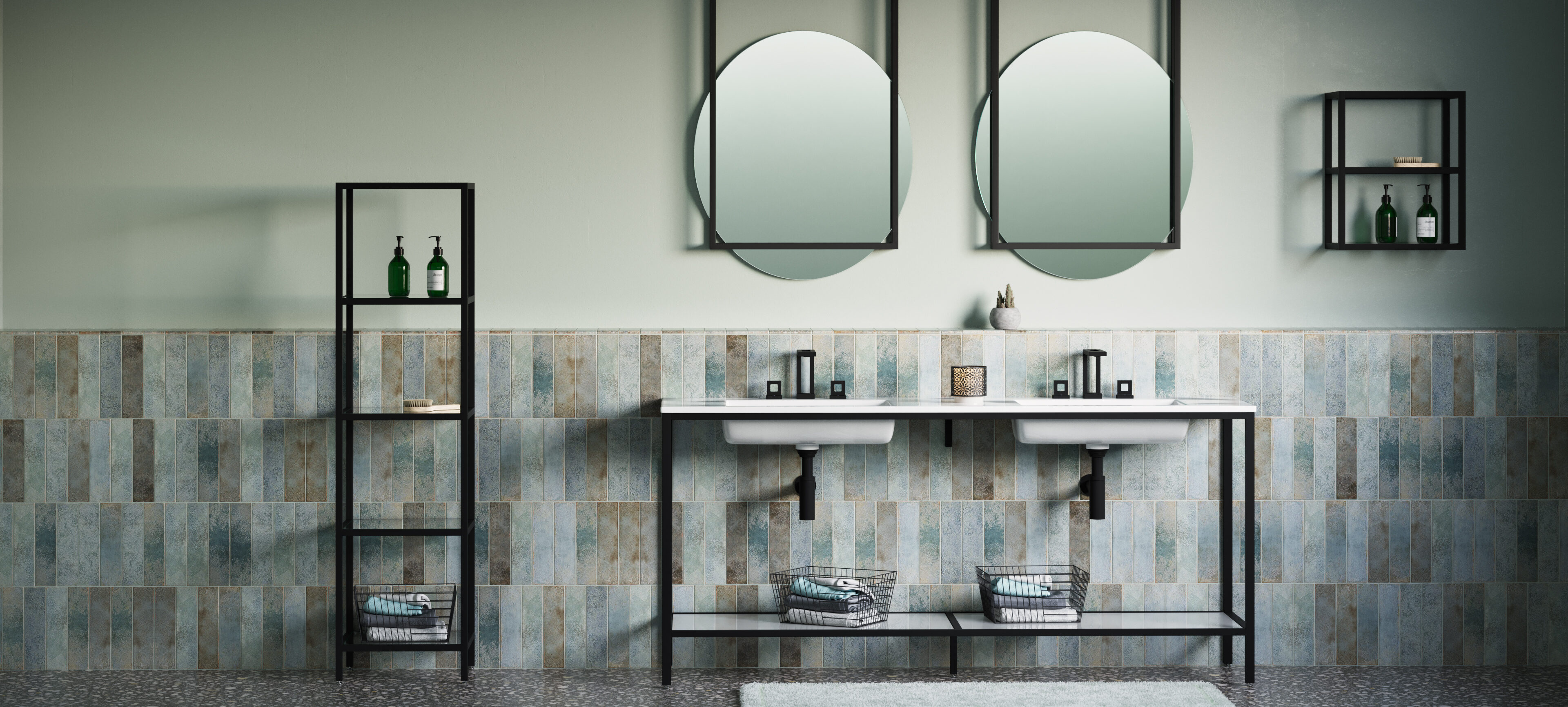 rendering 3d visualization interior product realistic 3d corner rack bathroom fixtures
