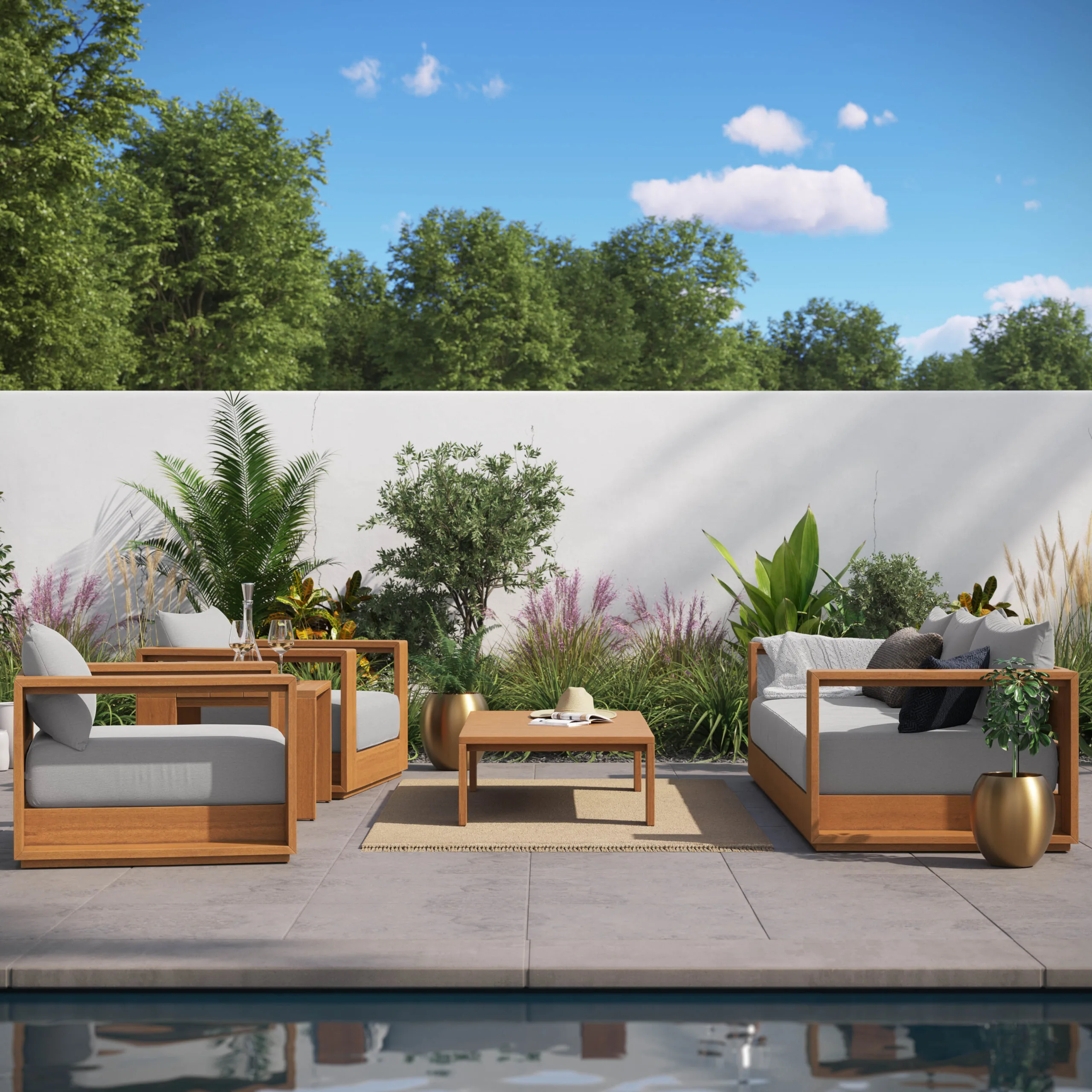 visualization product wooden outdoor furniture 3d corner furniture