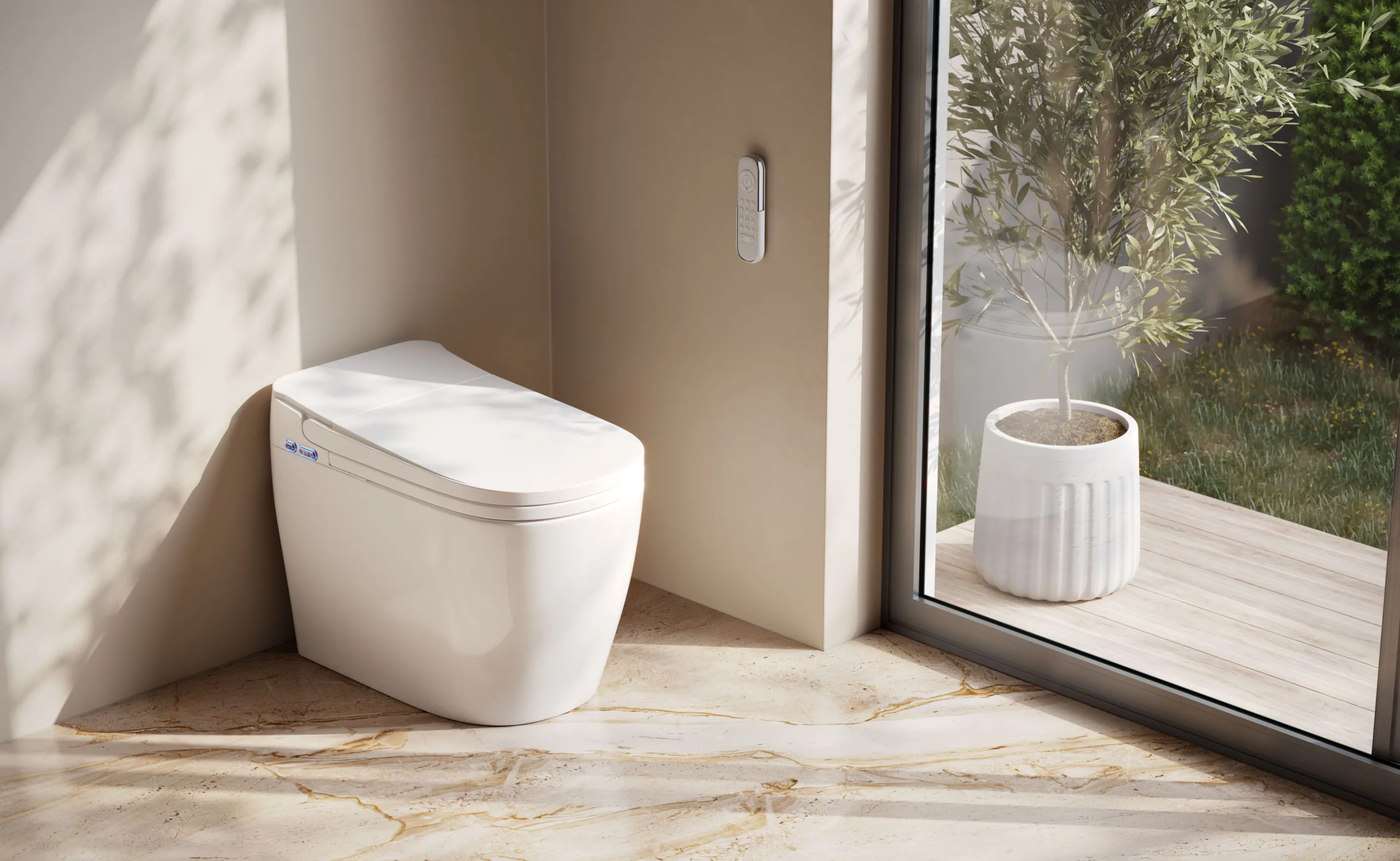 3D rendering visualization cgi bathroom avancer smart toilet 3d corner